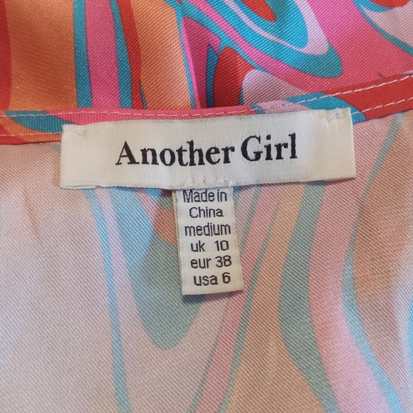 NWOT Another Girl Swirl Print Bias Cut Midi Slip Dress Size 6 P2P 20 - Picture 12 of 14